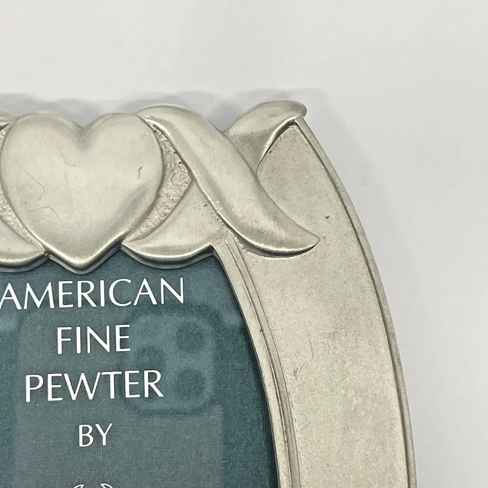 Vintage Lenox Kirk Stieff Collection Pewter 3x4 Picture Frame-Hearts and Kisses